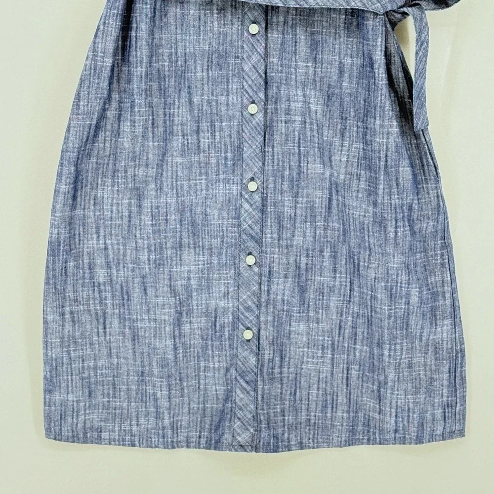 Tommy Hilfiger Shirt Dress Women 2 Blue Sleeveless Belted Preppy Coastal NEW